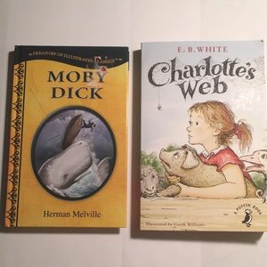 Charlotte’s Web and Moby Dick, two famous children’s books. Sold as a lot.